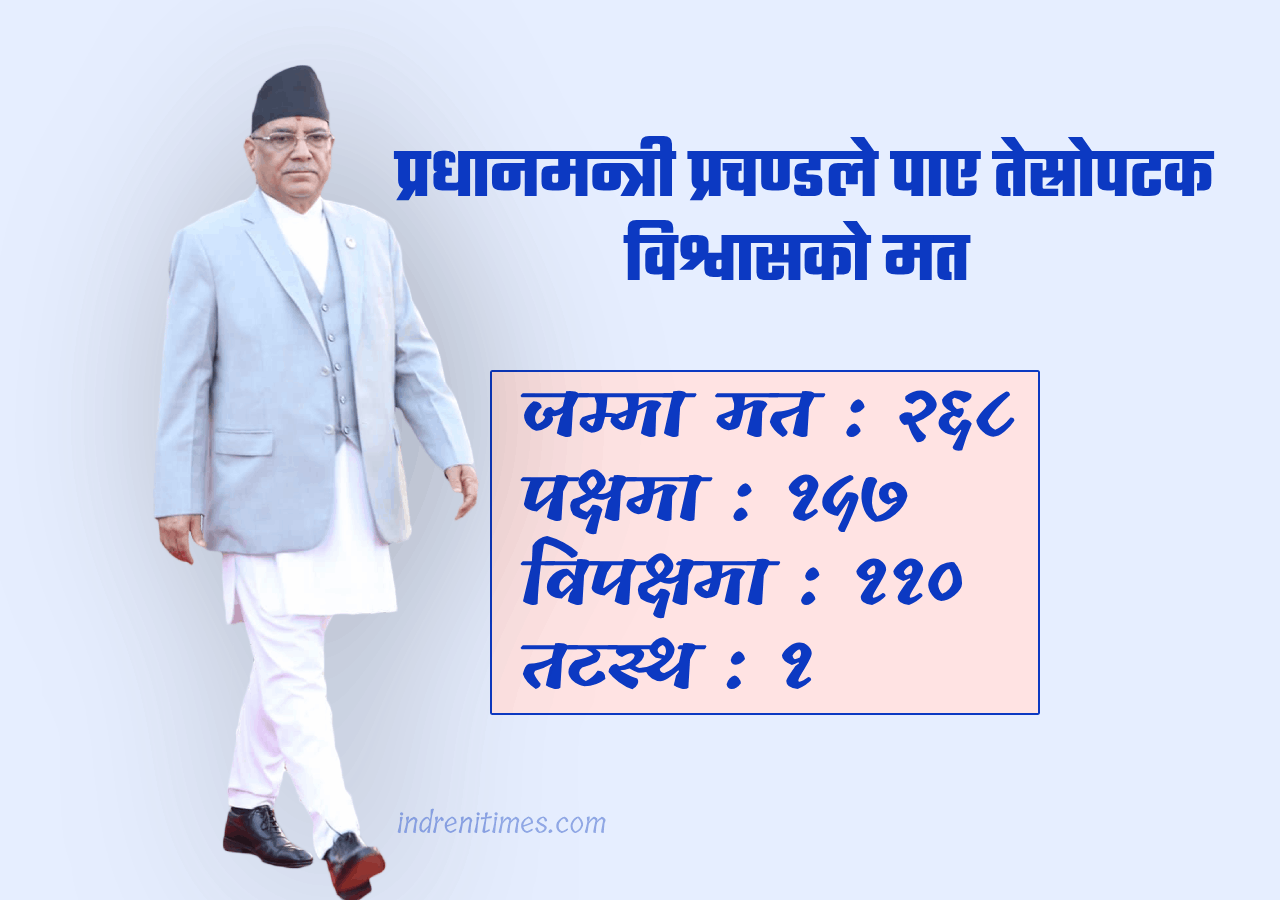प्रधानमन्त्री ‘प्रचण्ड’ले पाए विश्वासको मत